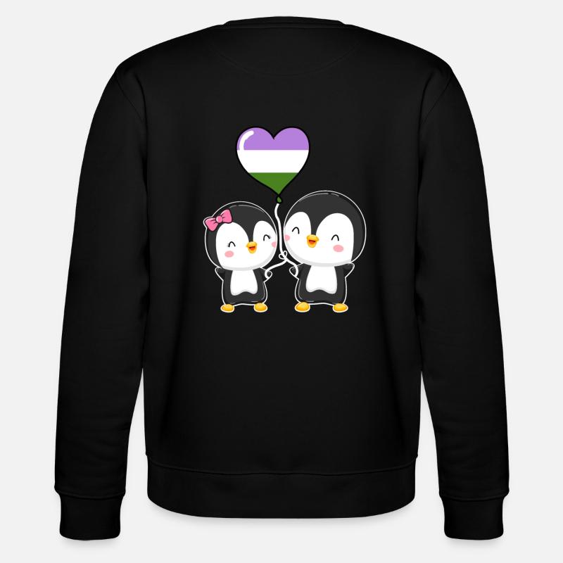 Genderqueer Pride Pinguin-Paar - Stanley/Stella Unisex Bio-Sweatshirt CHANGER  - Schwarz