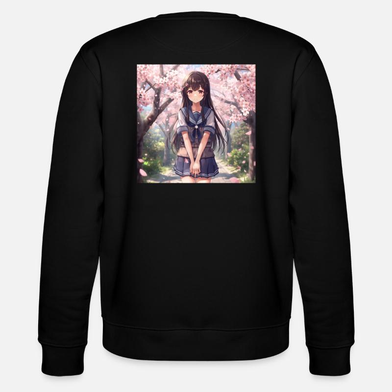 Kirschblüten Schulmädchen - Stanley/Stella Unisex Bio-Sweatshirt CHANGER  - Schwarz