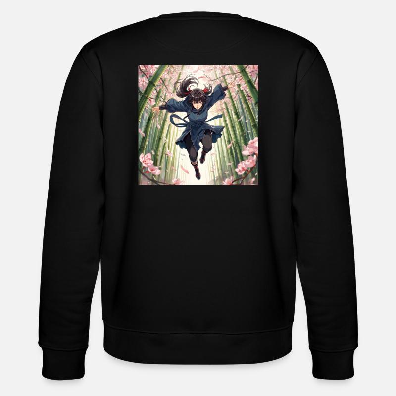 Bambusheldin im Kirschblütenpfad - Stanley/Stella Unisex Bio-Sweatshirt CHANGER  - Schwarz