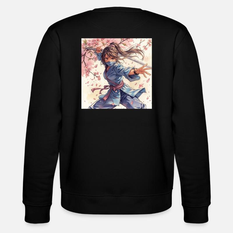 Blütenklinge Ninja im Kimono - Stanley/Stella Unisex Bio-Sweatshirt CHANGER  - Schwarz