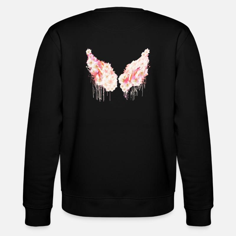 Ailes d’ange,ailes,magnolienl,fleurs,ailes d’ange - Sweat bio CHANGER Stanley/Stella Unisexe - noir