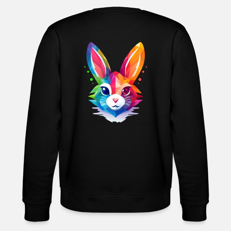 Polygonkaninchen in Regenbogenfarben - Stanley/Stella Unisex Bio-Sweatshirt CHANGER - Schwarz