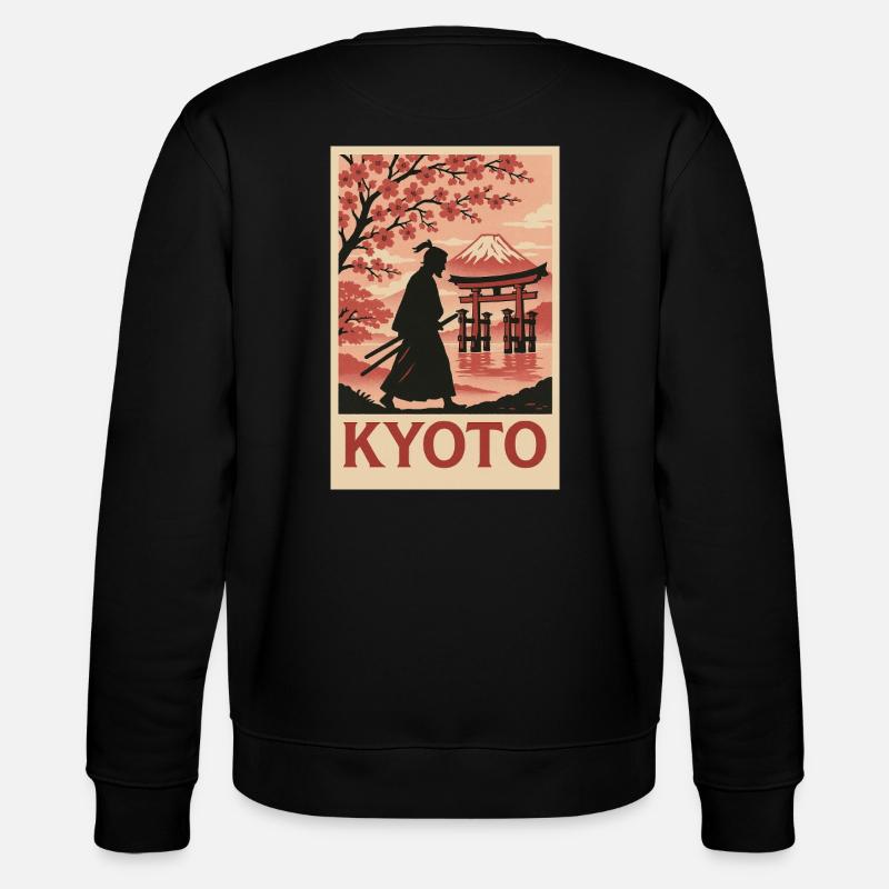 Kyoto Samurai und Kirschblüten Silhouette - Stanley/Stella Unisex Bio-Sweatshirt CHANGER  - Schwarz