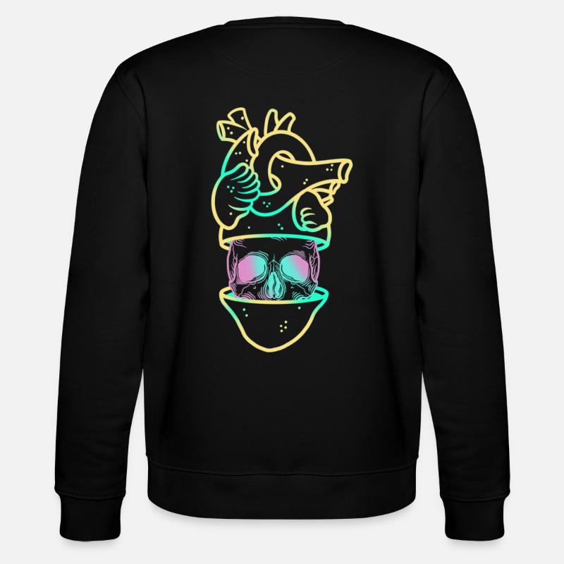 Heart Skull 3 yellow - Stanley/Stella CHANGER Unisex Organic Sweatshirt - black