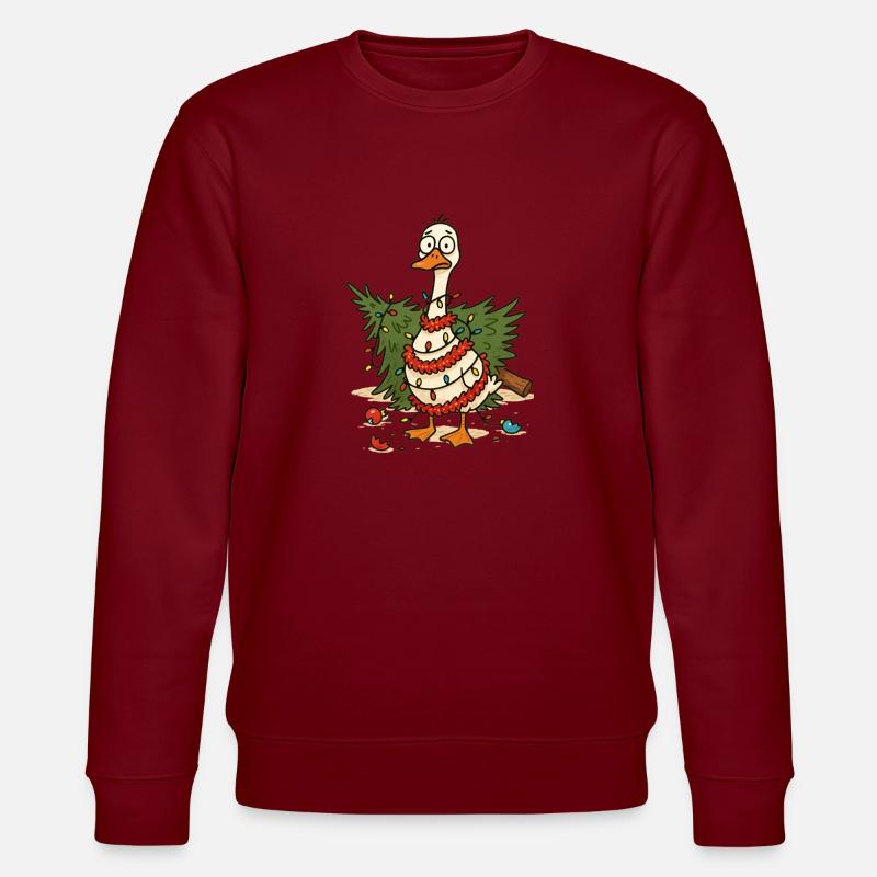 Skurriler Weihnachtsquack mit Lichtern - Stanley/Stella Unisex Bio-Sweatshirt CHANGER  - Burgunderrot