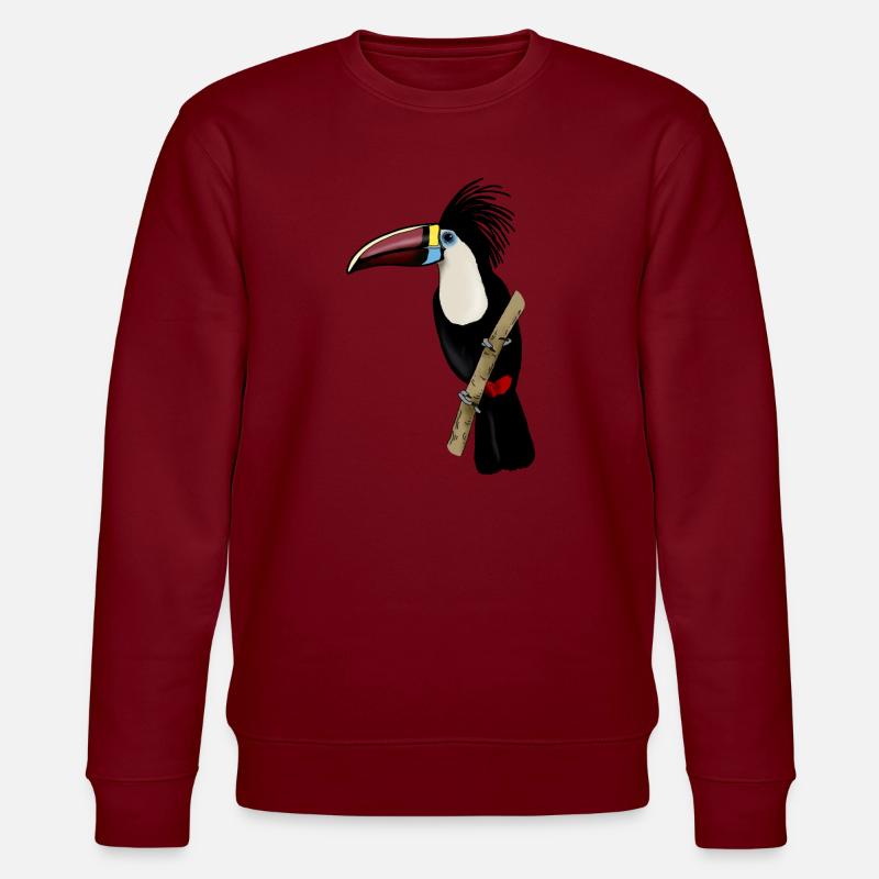 Tukan auf Ast - Stanley/Stella Unisex Bio-Sweatshirt CHANGER - Burgunderrot