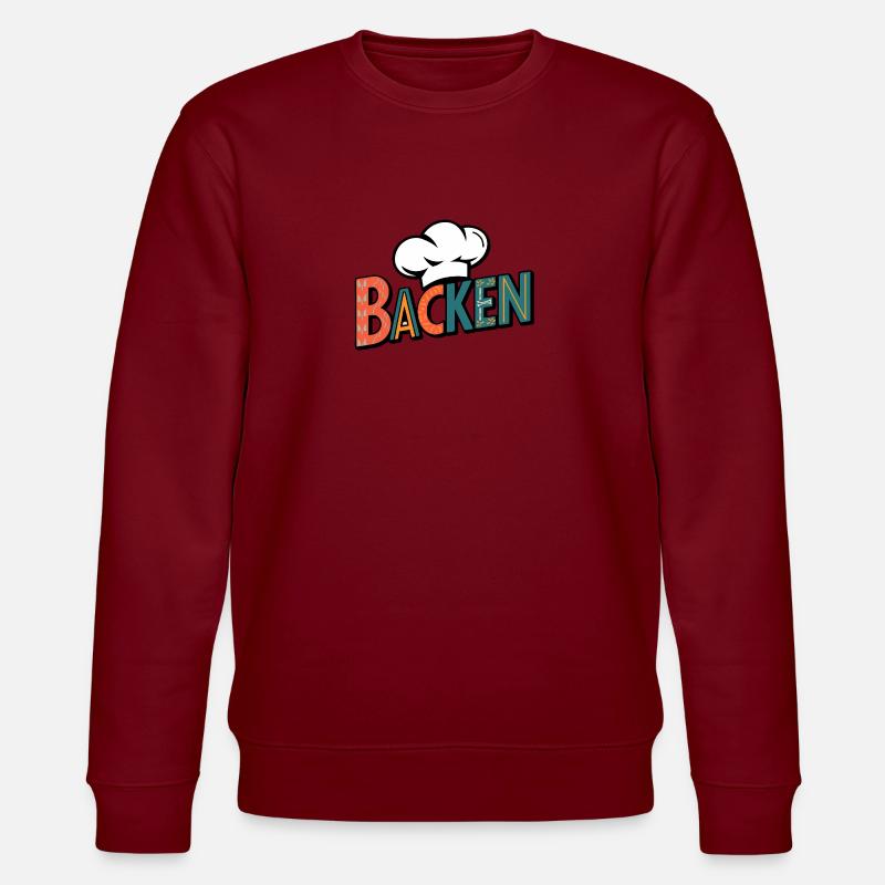 Backen mein Hobby - buntes Bäckermotiv - Stanley/Stella Unisex Bio-Sweatshirt CHANGER  - Burgunderrot