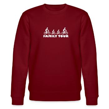 Family Tour - Fahrraddesign - Stanley/Stella Unisex Bio-Sweatshirt CHANGER  - Burgunderrot - Vorne - Nik (191cm) & Marisol (170cm)