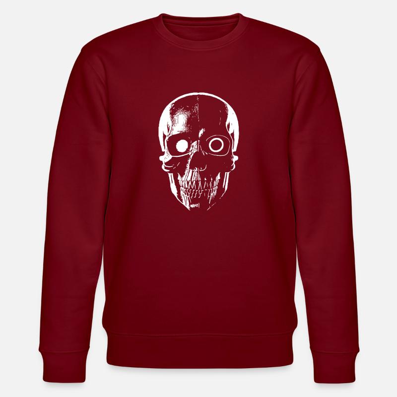 Sci-Fi Cyborg Skull - Stanley/Stella Unisex Bio-Sweatshirt CHANGER  - Burgunderrot