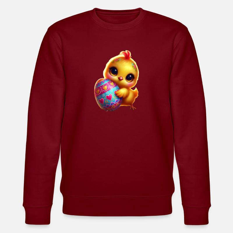 Ostern-Kücken mit Ei - Stanley/Stella Unisex Bio-Sweatshirt CHANGER  - Burgunderrot