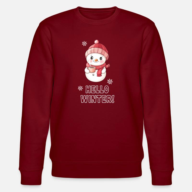 Hello Winter - Schneemann - Stanley/Stella Unisex Bio-Sweatshirt CHANGER  - Burgunderrot