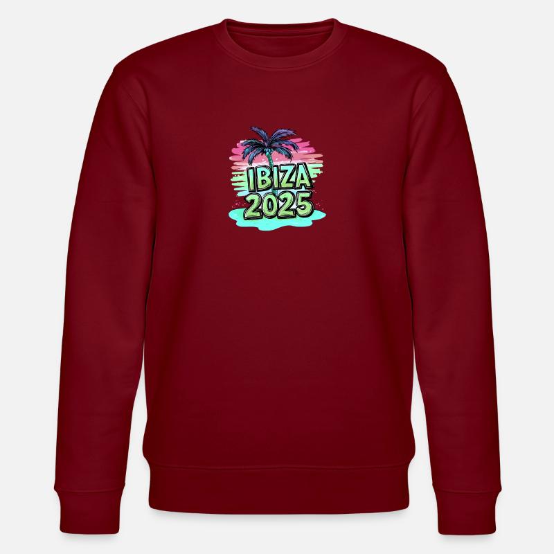 Ibiza 2025 Strand - Stanley/Stella Unisex Bio-Sweatshirt CHANGER  - Burgunderrot
