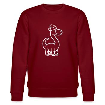 Dinosaurier Brontosaurus Weihnachtsmann - Stanley/Stella Unisex Bio-Sweatshirt CHANGER  - Burgunderrot - Vorne - Nik (191cm) & Marisol (170cm)