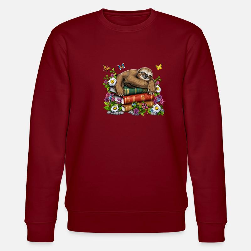Lazy Sloth Bücher - Stanley/Stella Unisex Bio-Sweatshirt CHANGER  - Burgunderrot