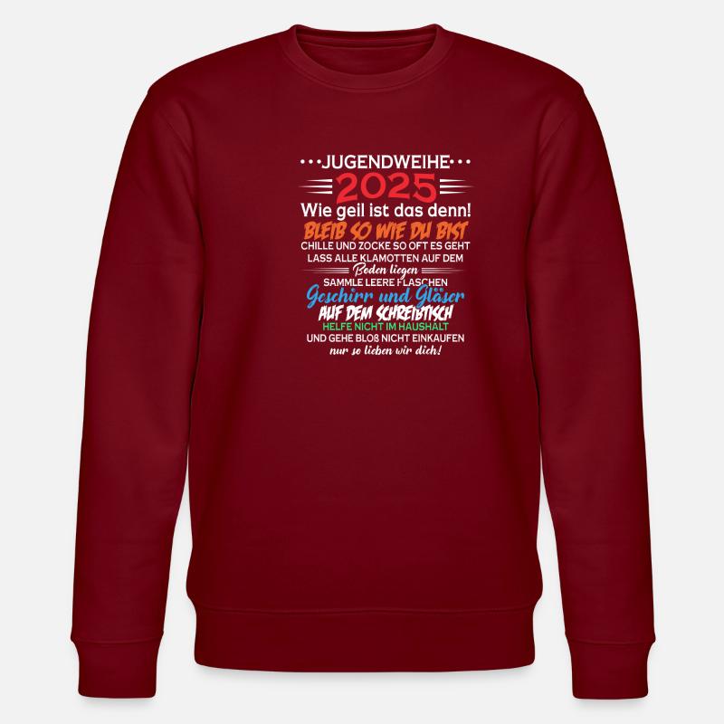 Jugendweihe 2025 jugendliche - Stanley/Stella Unisex Bio-Sweatshirt CHANGER  - Burgunderrot