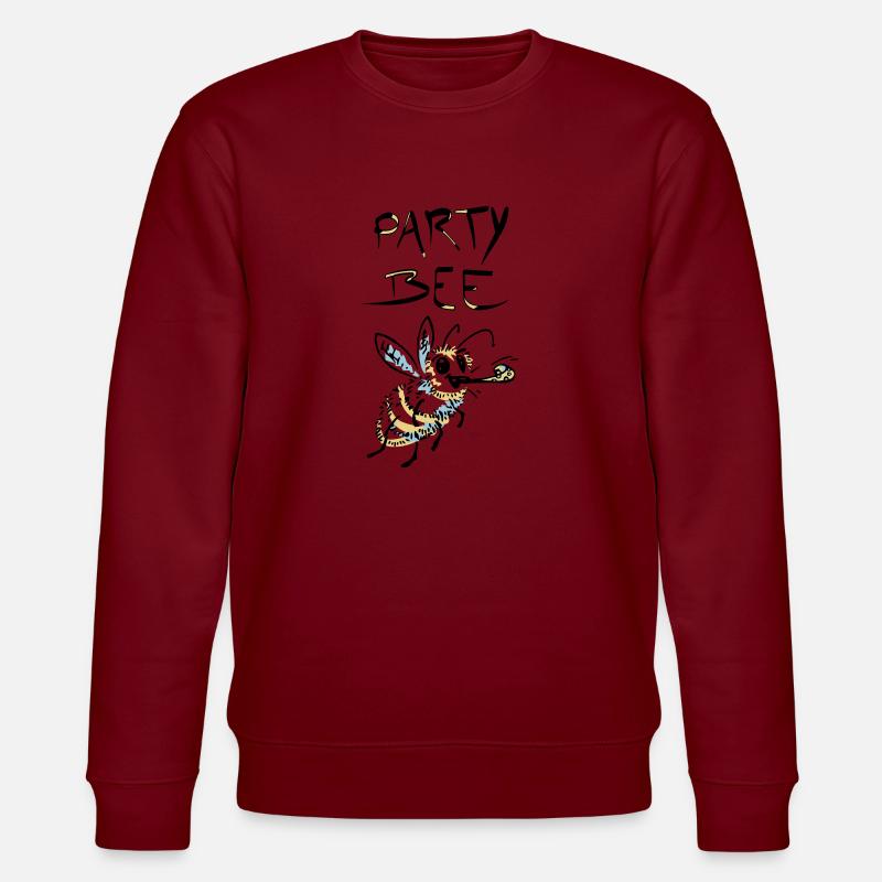Kühles Vektordesign einer Parteibiene - Stanley/Stella Unisex Bio-Sweatshirt CHANGER  - Burgunderrot