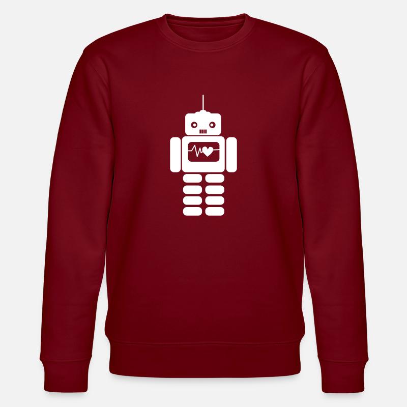 Robot Coeur Amour - Sweat bio CHANGER Stanley/Stella Unisexe - bordeaux