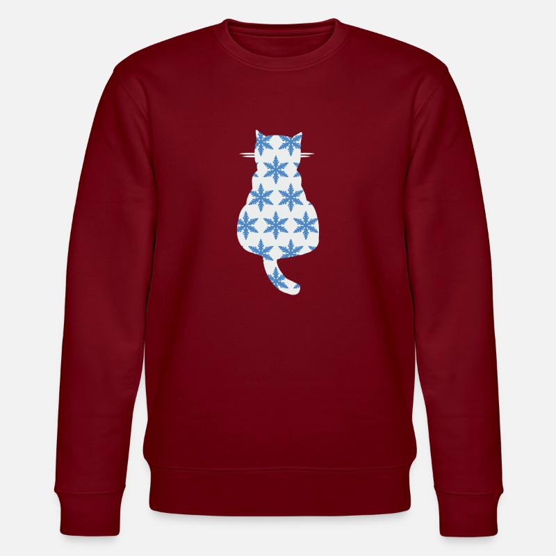Katze mit Schneeflocken - Stanley/Stella Unisex Bio-Sweatshirt CHANGER - Burgunderrot