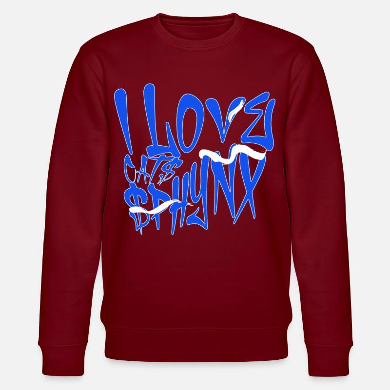 I Love Sphynx Cats Graffiti - Stanley/Stella Unisex Bio-Sweatshirt CHANGER  - Burgunderrot