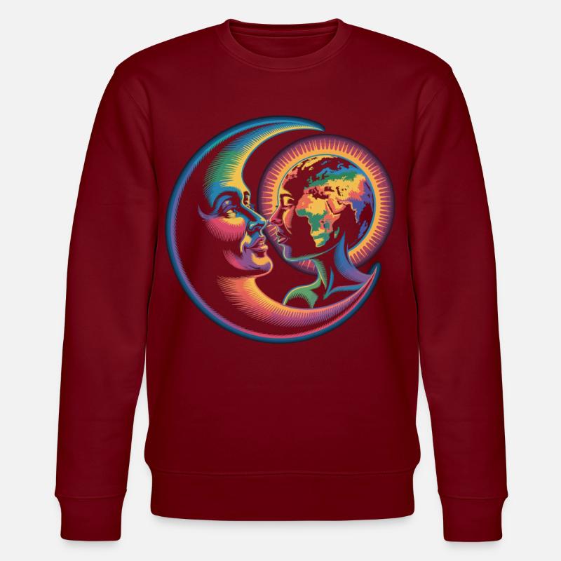 Mond und Erde – Kosmische Liebe - Stanley/Stella Unisex Bio-Sweatshirt CHANGER  - Burgunderrot