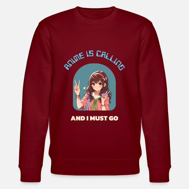 Anime Ruft: Und Ich Muss Gehen - Stanley/Stella Unisex Bio-Sweatshirt CHANGER - Burgunderrot