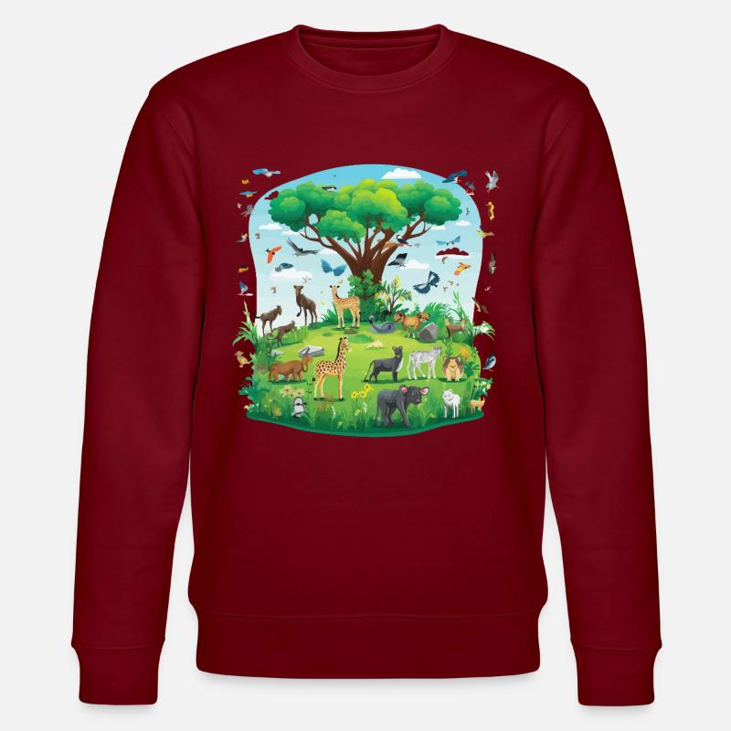 Tierparadies unter dem Baum - Stanley/Stella Unisex Bio-Sweatshirt CHANGER  - Burgunderrot
