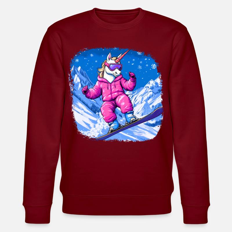 Einhörner Snowboard - Stanley/Stella Unisex Bio-Sweatshirt CHANGER  - Burgunderrot