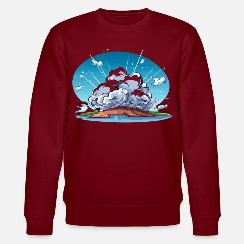 Comic Explosion im Landschaftspanorama - Stanley/Stella Unisex Bio-Sweatshirt CHANGER - Burgunderrot