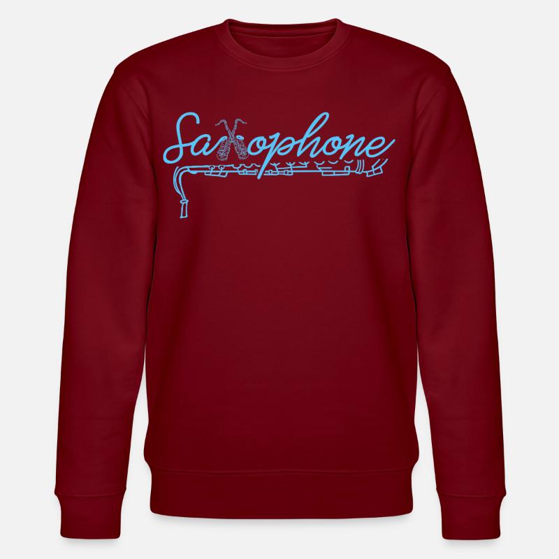 Saxophon-Wortkunst-Jazz-Skript - Stanley/Stella Unisex Bio-Sweatshirt CHANGER  - Burgunderrot