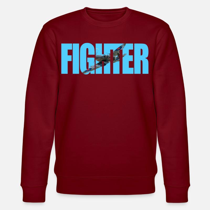Fighter Spitfire - Stanley/Stella Unisex Bio-Sweatshirt CHANGER  - Burgunderrot