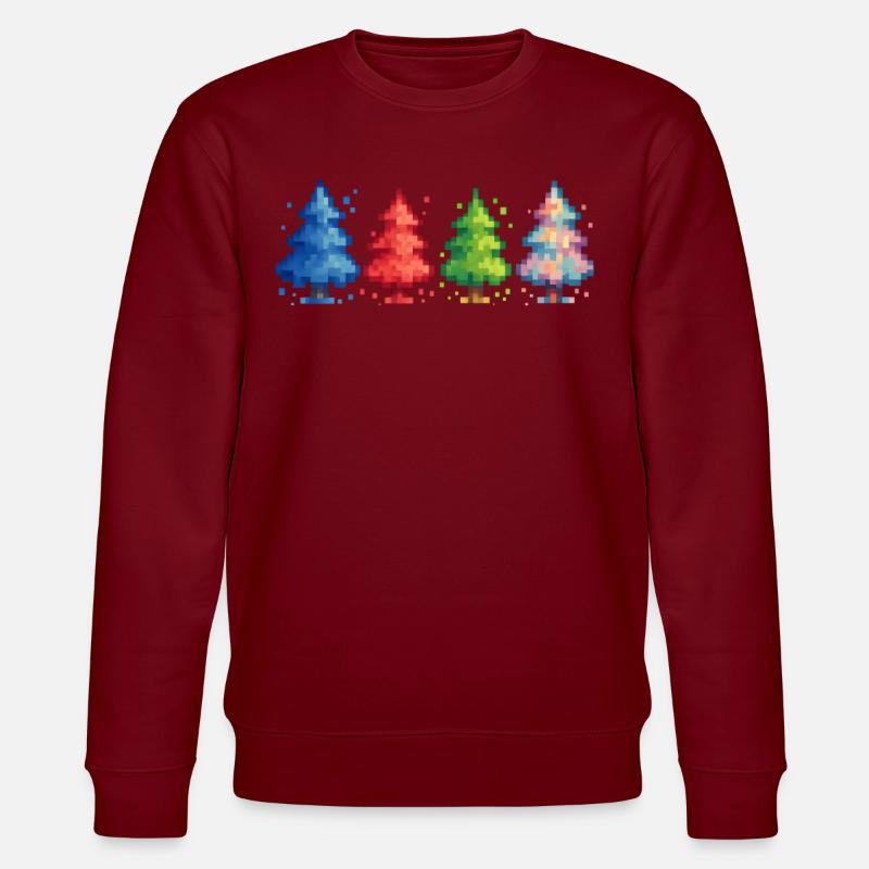 Pixel Weihnachtsbäume Gaming - Stanley/Stella Unisex Bio-Sweatshirt CHANGER  - Burgunderrot