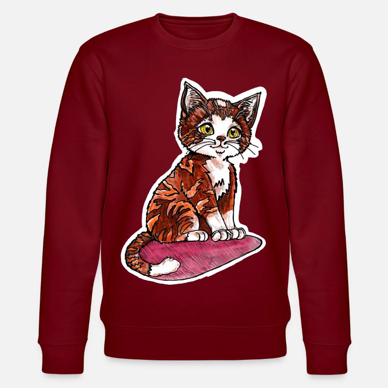 Petit chat tigre brun rougeâtre - Sweat bio CHANGER Stanley/Stella Unisexe - bordeaux