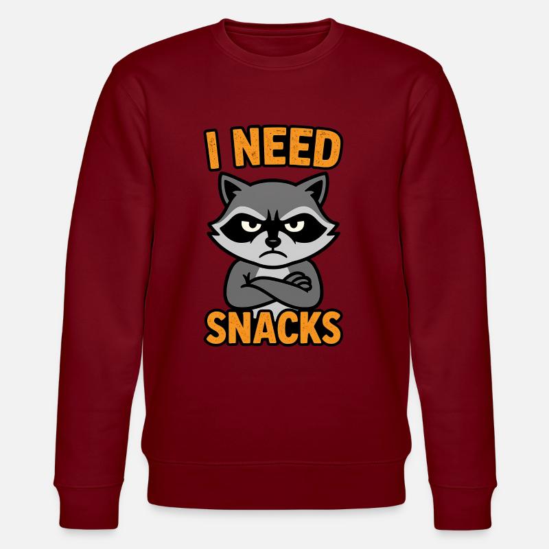 Grummelnder Waschbär I need Snacks - Stanley/Stella Unisex Bio-Sweatshirt CHANGER  - Burgunderrot