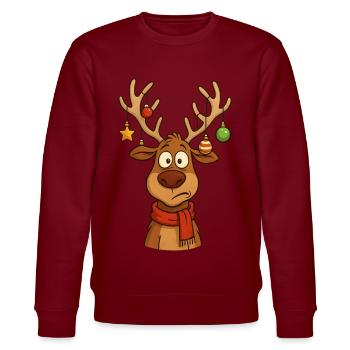 Hirsch Rudolph Frohe Weihnachten süß - Stanley/Stella Unisex Bio-Sweatshirt CHANGER  - Burgunderrot - Vorne - Nik (191cm) & Marisol (170cm)