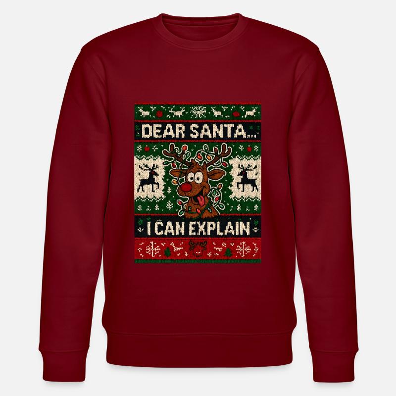 Dear Santa I Can Explain - Stanley/Stella Unisex Bio-Sweatshirt CHANGER  - Burgunderrot