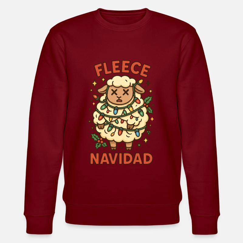 Fleece Navidad Schaf mit Lichterkette - Stanley/Stella Unisex Bio-Sweatshirt CHANGER  - Burgunderrot