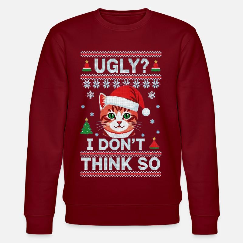 Weihnachtskatze – Ugly Christmas Sweater - Stanley/Stella Unisex Bio-Sweatshirt CHANGER  - Burgunderrot