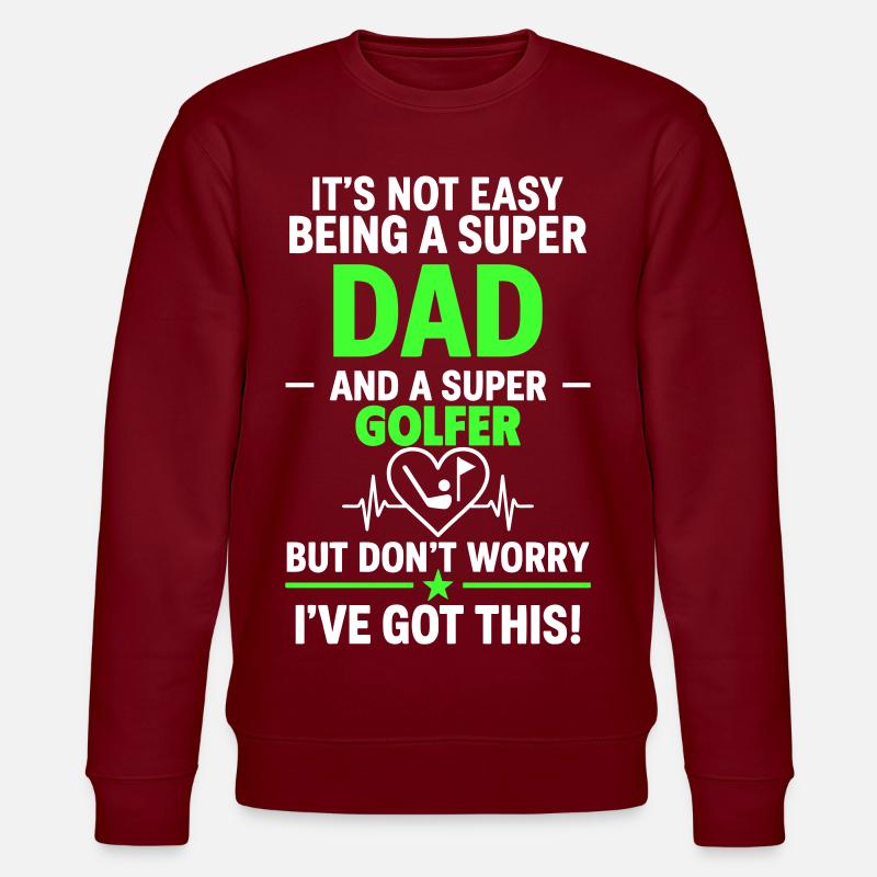 Heart + Golf – Super Dad Golfer - Stanley/Stella CHANGER Unisex Organic Sweatshirt - burgundy