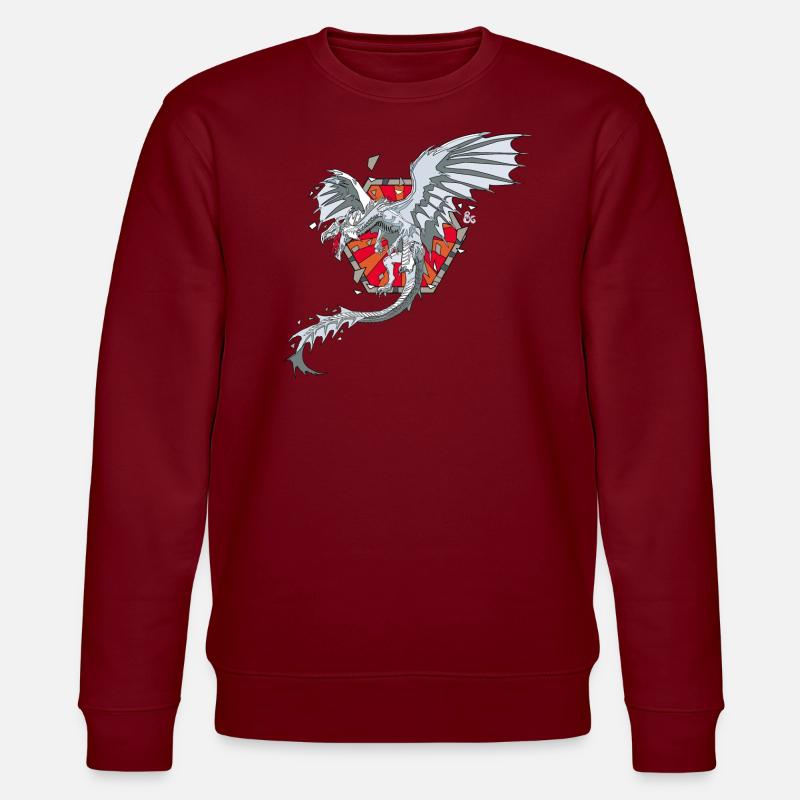 Dungeons & Dragons DND Weißer Drache - Stanley/Stella Unisex Bio-Sweatshirt CHANGER  - Burgunderrot