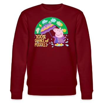 Peppa Pig In Puddles - Stanley/Stella CHANGER Unisex Organic Sweatshirt - burgundy - Front - Nik (191cm) & Marisol (170cm)