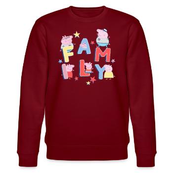 Peppa Wutz & Familie Schorsch Papa Wutz Mama Wutz - Stanley/Stella Unisex Bio-Sweatshirt CHANGER  - Burgunderrot - Vorne - Nik (191cm) & Marisol (170cm)