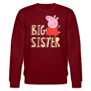 Peppa Pig Big Sister - Stanley/Stella CHANGER Unisex Organic Sweatshirt - burgundy - Front - Nik (191cm) & Marisol (170cm)
