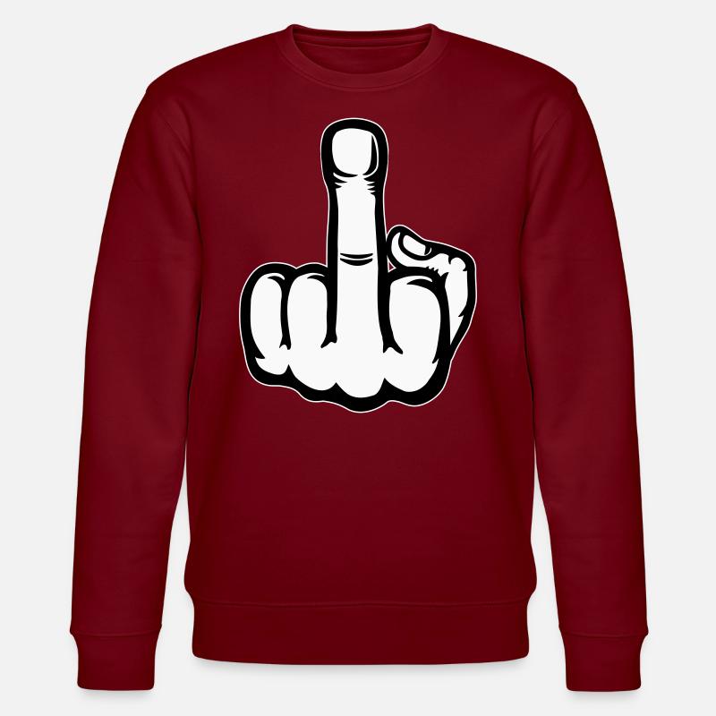 Middle Finger Hand Icon - Stanley/Stella CHANGER Unisex Organic Sweatshirt - burgundy