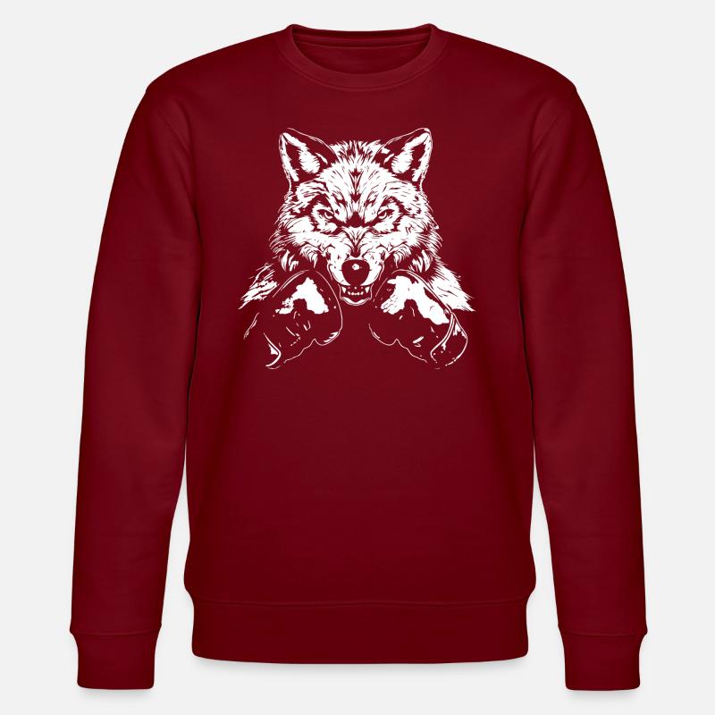 Wolf Boxing Fighter MMA - Stanley/Stella CHANGER Unisex Organic Sweatshirt - burgundy