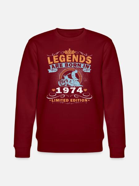 50 Geburtstag 1974 Motorradfahrer Motorrad - Stanley/Stella Unisex Bio-Sweatshirt CHANGER - Burgunderrot