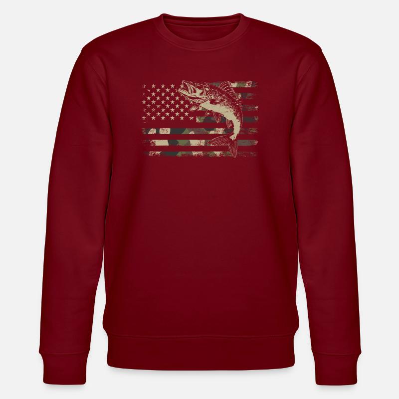 Walleye camo American flag - Stanley/Stella Unisex Bio-Sweatshirt CHANGER  - Burgunderrot