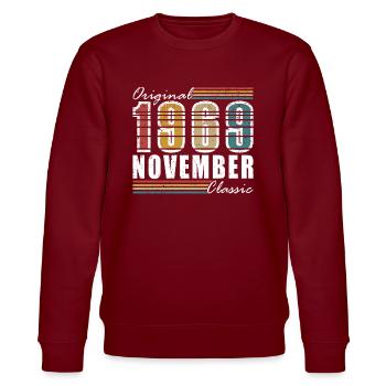 November 1969 Birthday present in November 1969 - Stanley/Stella CHANGER Unisex Organic Sweatshirt - burgundy - Front - Nik (191cm) & Marisol (170cm)