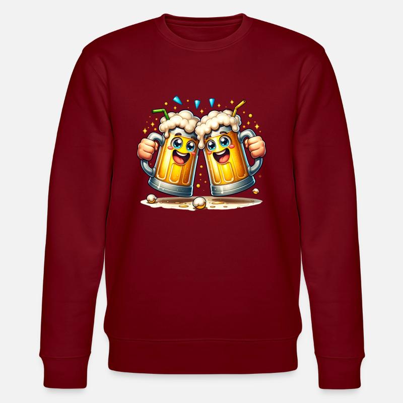 Fröhliche Bierkrüge mit Schaum - Stanley/Stella Unisex Bio-Sweatshirt CHANGER  - Burgunderrot