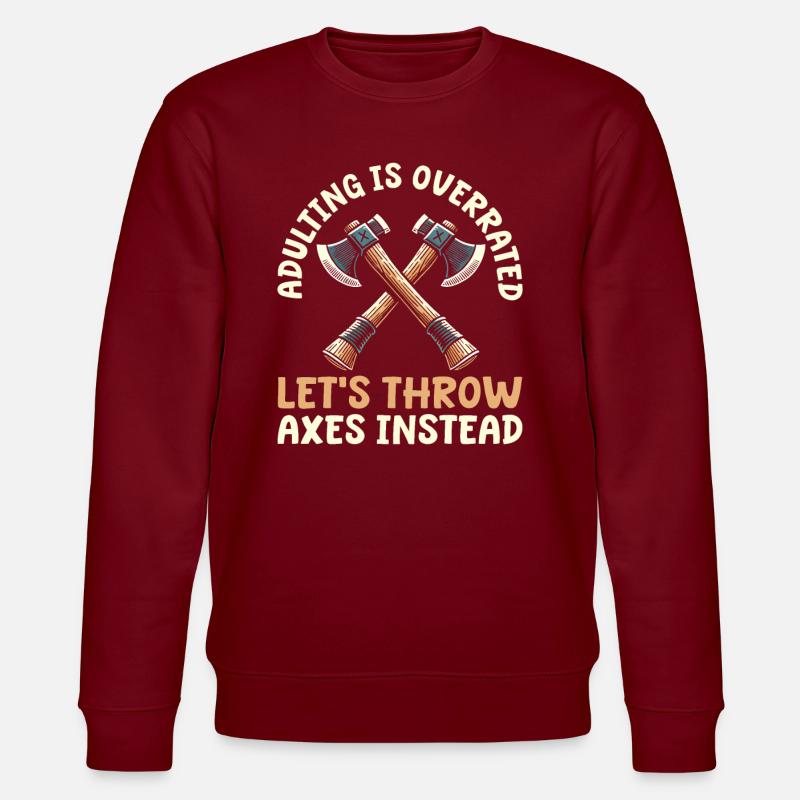 Axe Throwing Axe Thrower - Stanley/Stella CHANGER Unisex Organic Sweatshirt - burgundy
