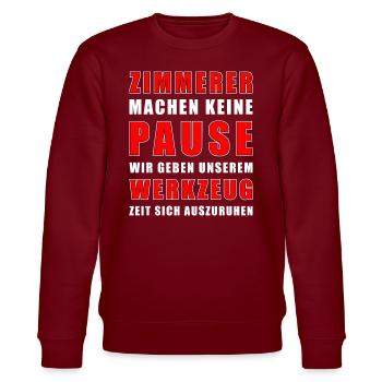 Zimmerer Machen Keine Pause - Stanley/Stella Unisex Bio-Sweatshirt CHANGER  - Burgunderrot - Vorne - Nik (191cm) & Marisol (170cm)